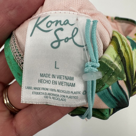 Kona Sol Tropical Botanical Floral Square Neck Bikini Top Large Summer Vacation - Picture 4 of 5